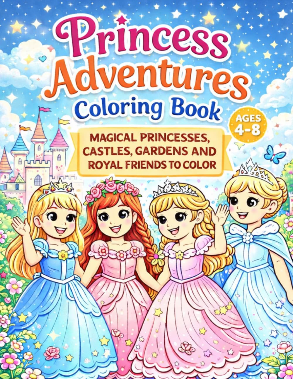 Princess Adventures Coloring Book for Kids Ages 4-8: Magical Princesses, Castles, Gardens and Royal Friends to Color (Magical Adventures Coloring Book Series for Kids Ages 4-8)