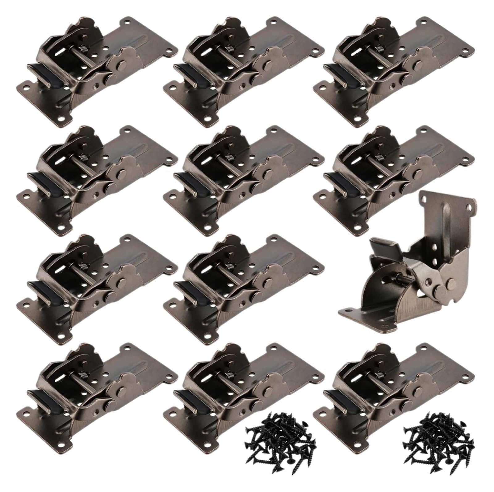 Debnfrwjas Black 8Pcs Self Lock Folding Table Leg Brackets 0-180° Heavy Duty Hinges