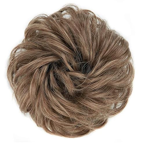 Miniatura 6 de 1 extensión de pelo desordenado con coletero rizado, ondulado, desordenado, sintético para mujeres, postizo en forma de dona ondulado sintético