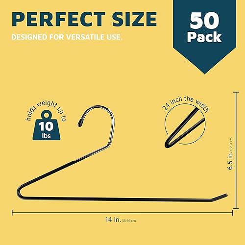 Miniatura 2 de Juego de 50 perchas de metal para pantalones, pantalones, mantas y jeans con revestimiento de goma y diseño elegante de extremos abiertos, color