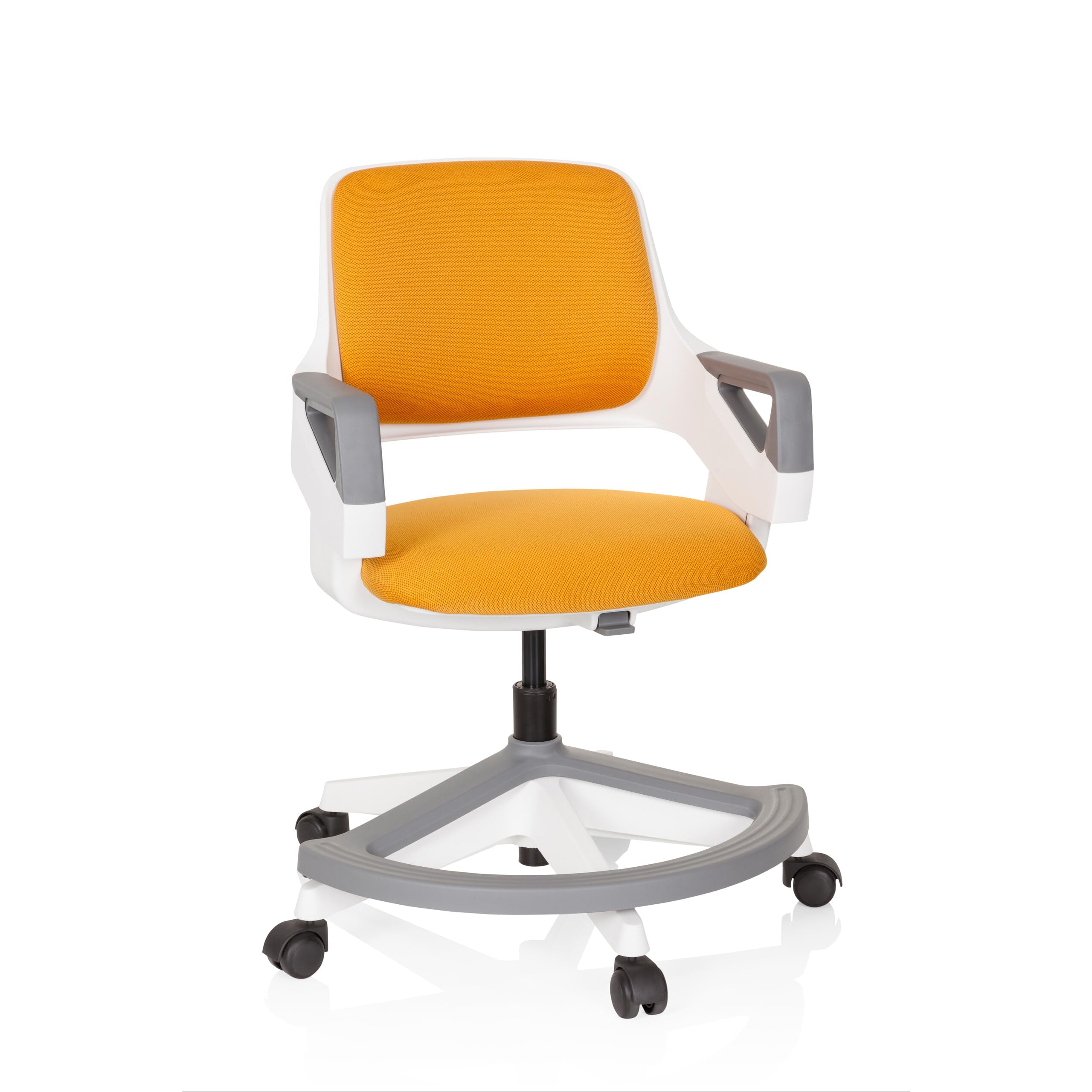 hjh OFFICE 640490 Silla giratoria para niños Kid Flex Tela Naranja, Silla giratoria, reposapiés y Respaldo Regulable