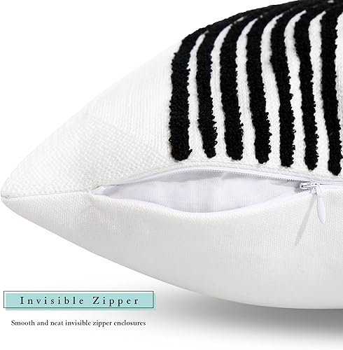 Miniatura 6 de Merrycolor Almohadas bohemias de 18 x 18 pulgadas, fundas de almohada de tejido suave y copetudo, cuadradas, funda de almohada estética para sofá,