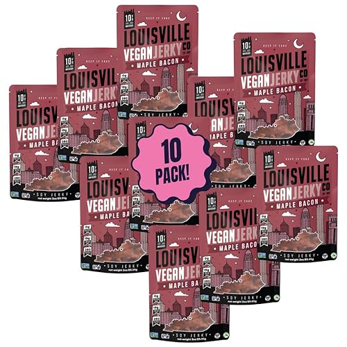 Miniatura 8 de Louisville Vegan Jerky – tocino de arce, vegetariano y vegano, Jerky, 21 g/0.74 oz de proteína de soja sin OMG, ingredientes sin gluten