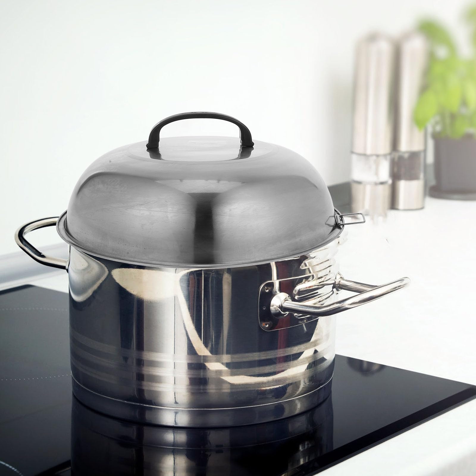Toyvian Strumento di Cottura Coperchio Bombato 30 CM in Acciaio Inossidabile Manico, Compatibile Pentole e Wok, per Mantenere Freschi gli Alimenti Durante la Cottura