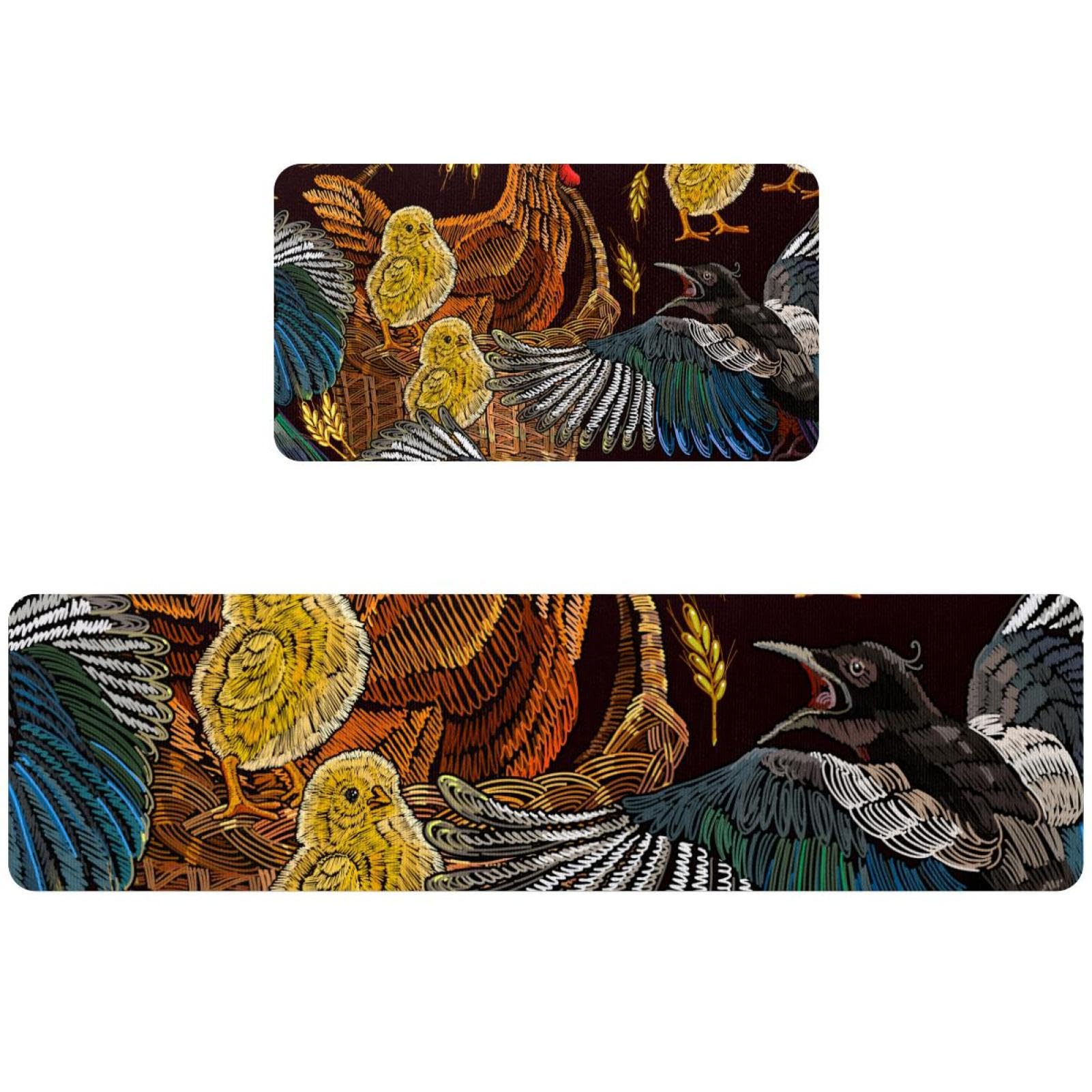Tapis de cuisine absorbant et lavable lot de 2 brodé antidérapant pour sol