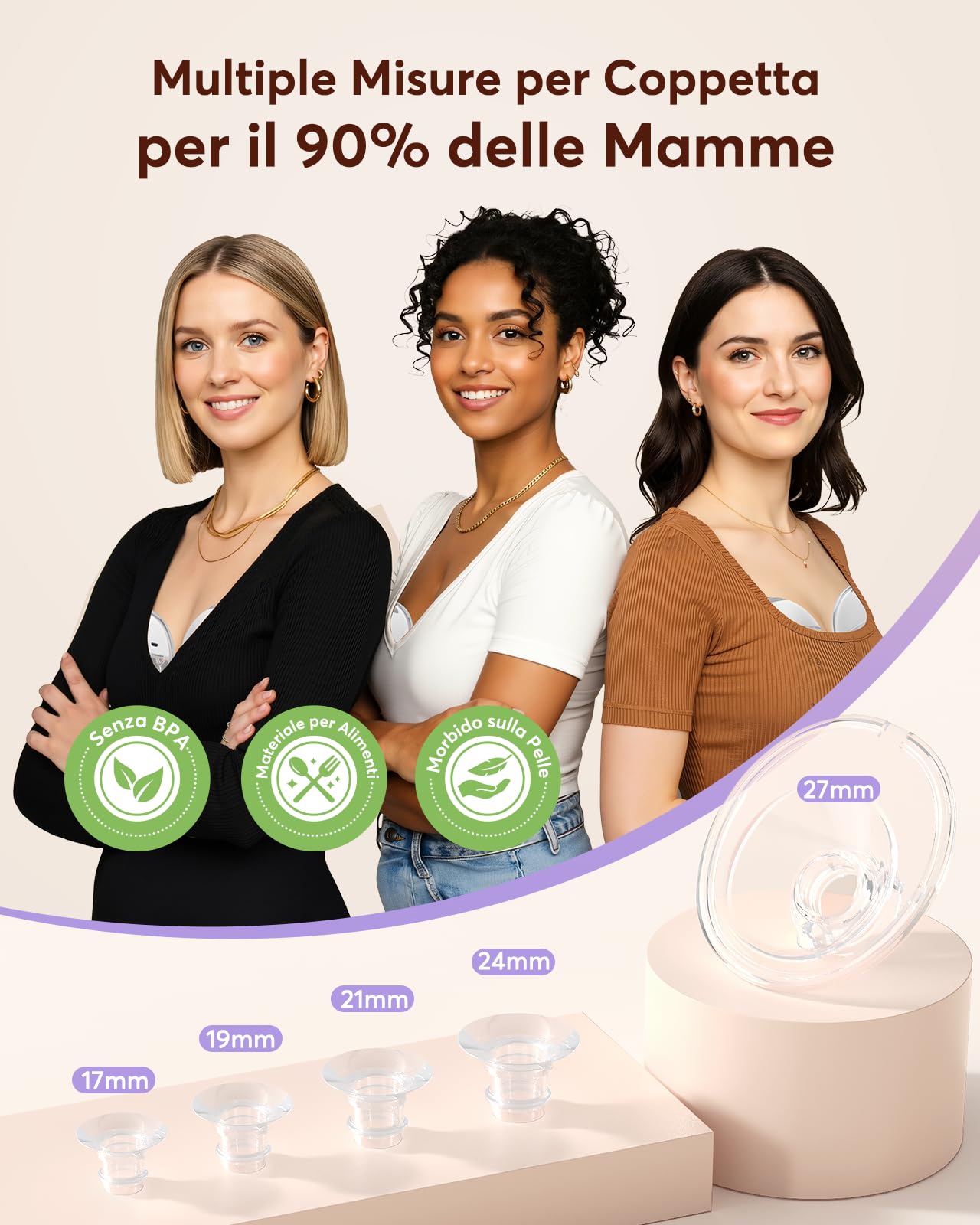 Haokoo Tiralatte Elettrico Indossabile Senza Mani, Tutto in Uno Tira Latte Neonati Elettrico per Uso Quotidiano e Lavoro, Facile da Usare con Flange 17/19/21/24/27 mm, 4 Modalità 12 Livelli, 2 Pezzi