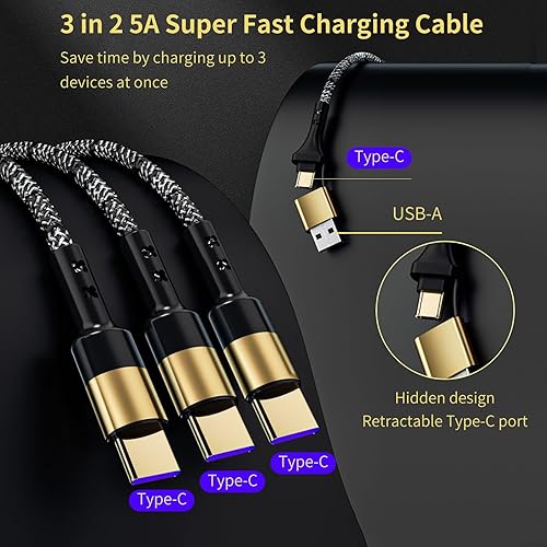 Miniatura 2 de Tosiicop Cargador para DJI Mini 4 Pro - Mini 3 ProMini 2 SEAir 2SMavic 3 ProAir 3 Mini Air Avata Mavic Drones Cable de carga rápida de 5 pies 3 en 1