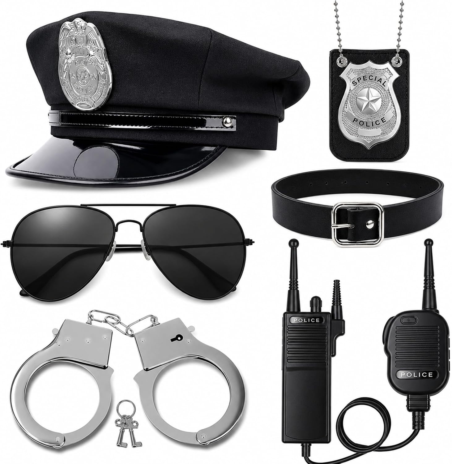 Police Costume Accessories Cop Costume Women, 6Pcs Adult Halloween Costumes