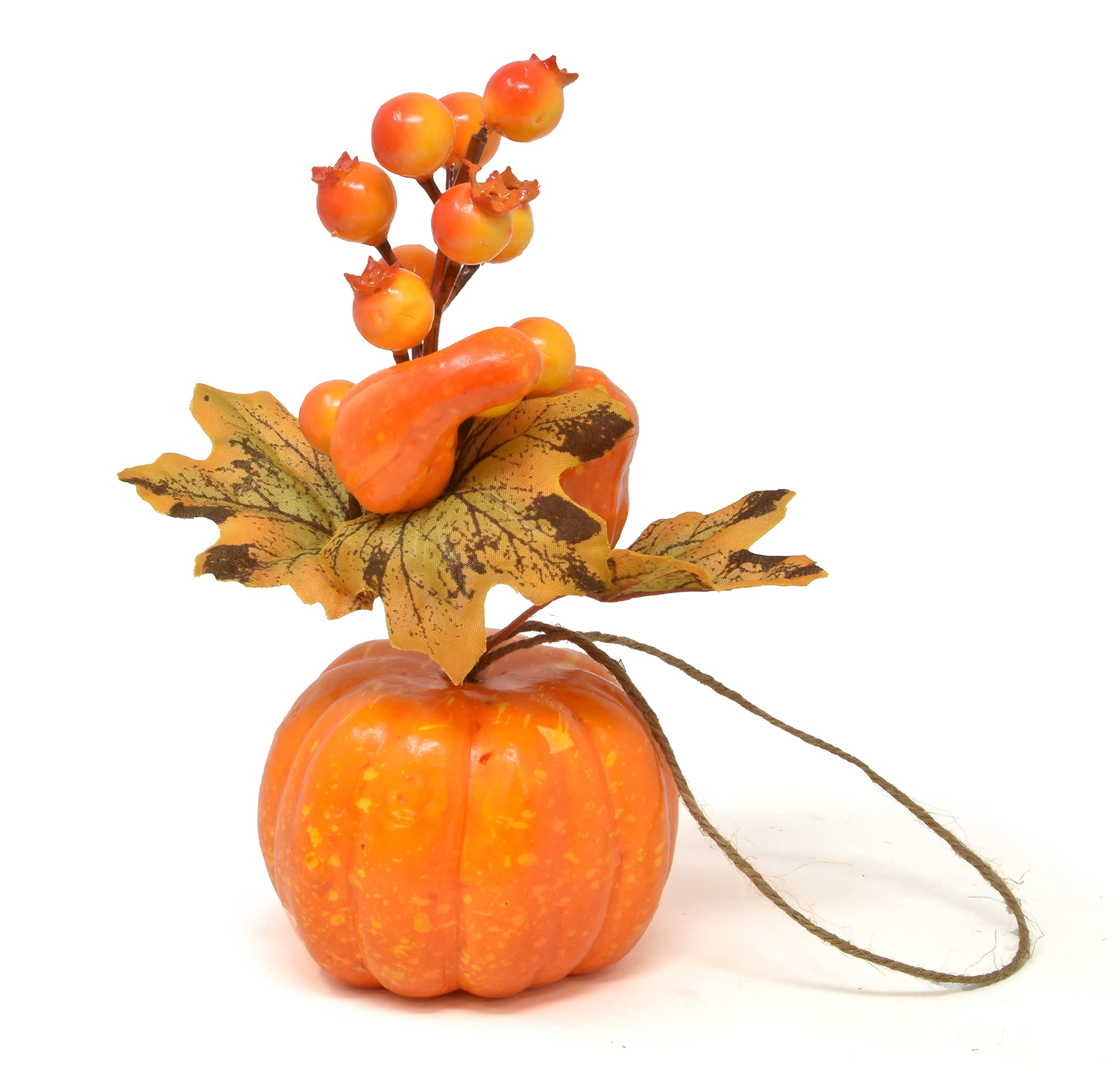 Lot De 3 Citrouilles Artificielles Au Crochet - Décoration D'automne 9x6 Cm - Orange, Gris, Blanc - Pour Thanksgiving Et Halloween