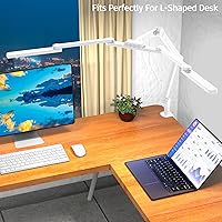 Vista 2 de Lámpara de escritorio LED para oficina en casa, 41.5 pulgadas, clip blanco, lámpara de escritorio de arquitecto con abrazadera, 24 W, ajustable