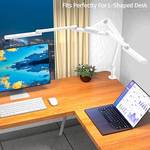 Miniatura 2 de EPABINA Lámpara LED de escritorio para oficina en casa, 41.5 pulgadas, clip blanco, lámpara de escritorio de arquitecto con abrazadera, brazo