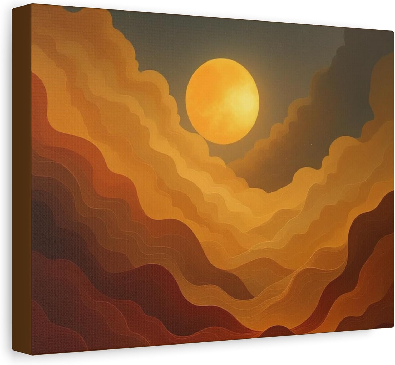 Sunset Horizon Canvas Art, Warm Wall Decor for Living Room