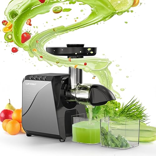 Exprimidor de prensa en frío para naranja de apio, zanahoria, frutas y verduras, 250 W, máquina exprimidora lenta sin BPA, función inversa, fácil de