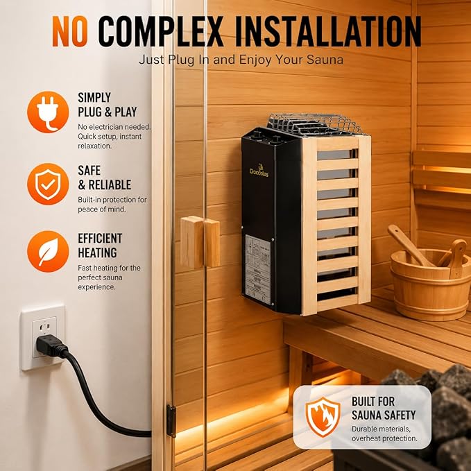 Calentador de Sauna Eléctrico 110V 2KW para Hogar, Montaje en Pared miniatura 4