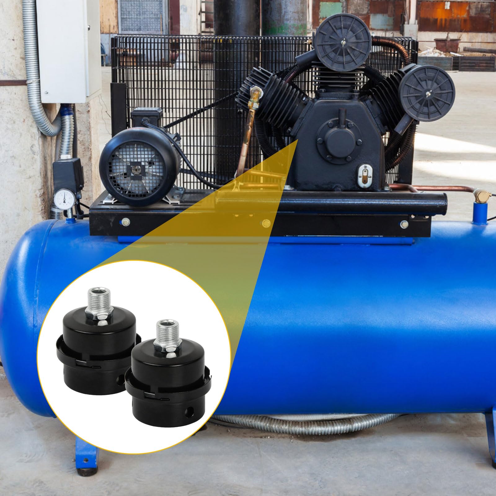 Luftkompressor Filter & Schalldämpfer - 16mm 3/8PT Außengewinde - Ideal Für Kolbenkompressoren