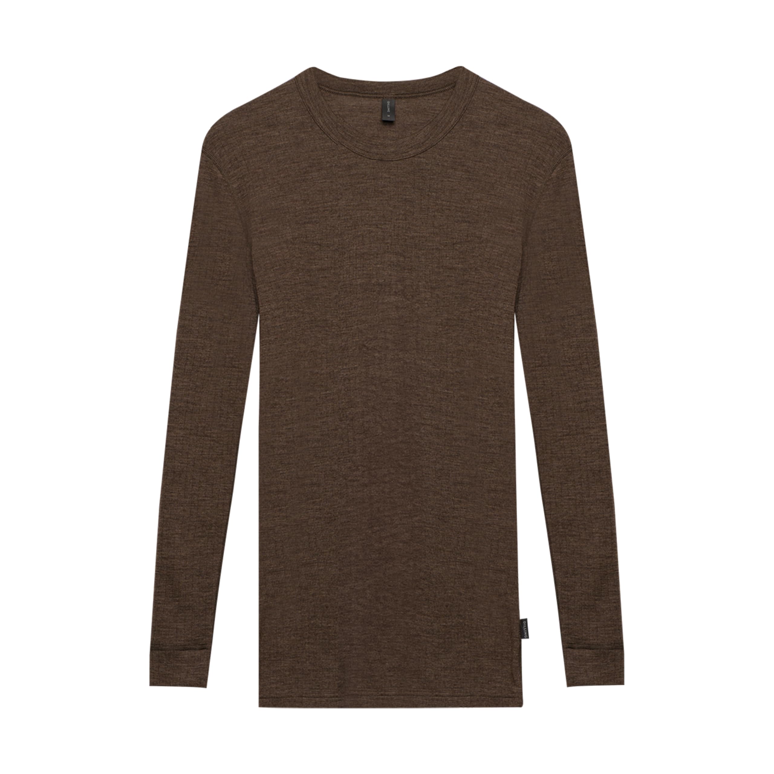 DILLING Men's Merino Wool Long Sleeve top - Chestnut Brown L