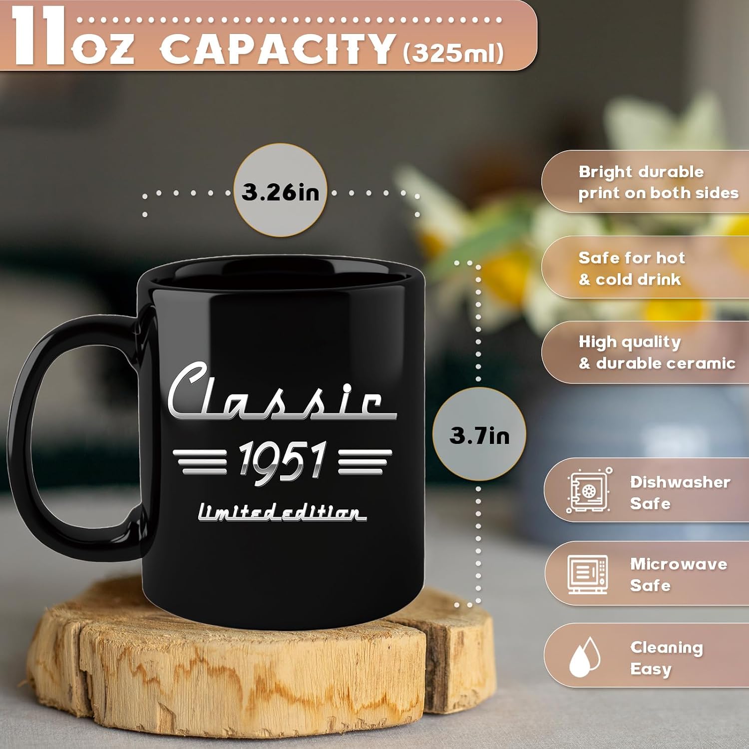 75th Birthday Gifts for Men 75th Birthday Cups 11Oz Gifts for 75 Year Old Man, 1951 Gift for Men, Unique Gift for 75 Year Old Man Brother, Dad, Uncle, Grandpa image 2
