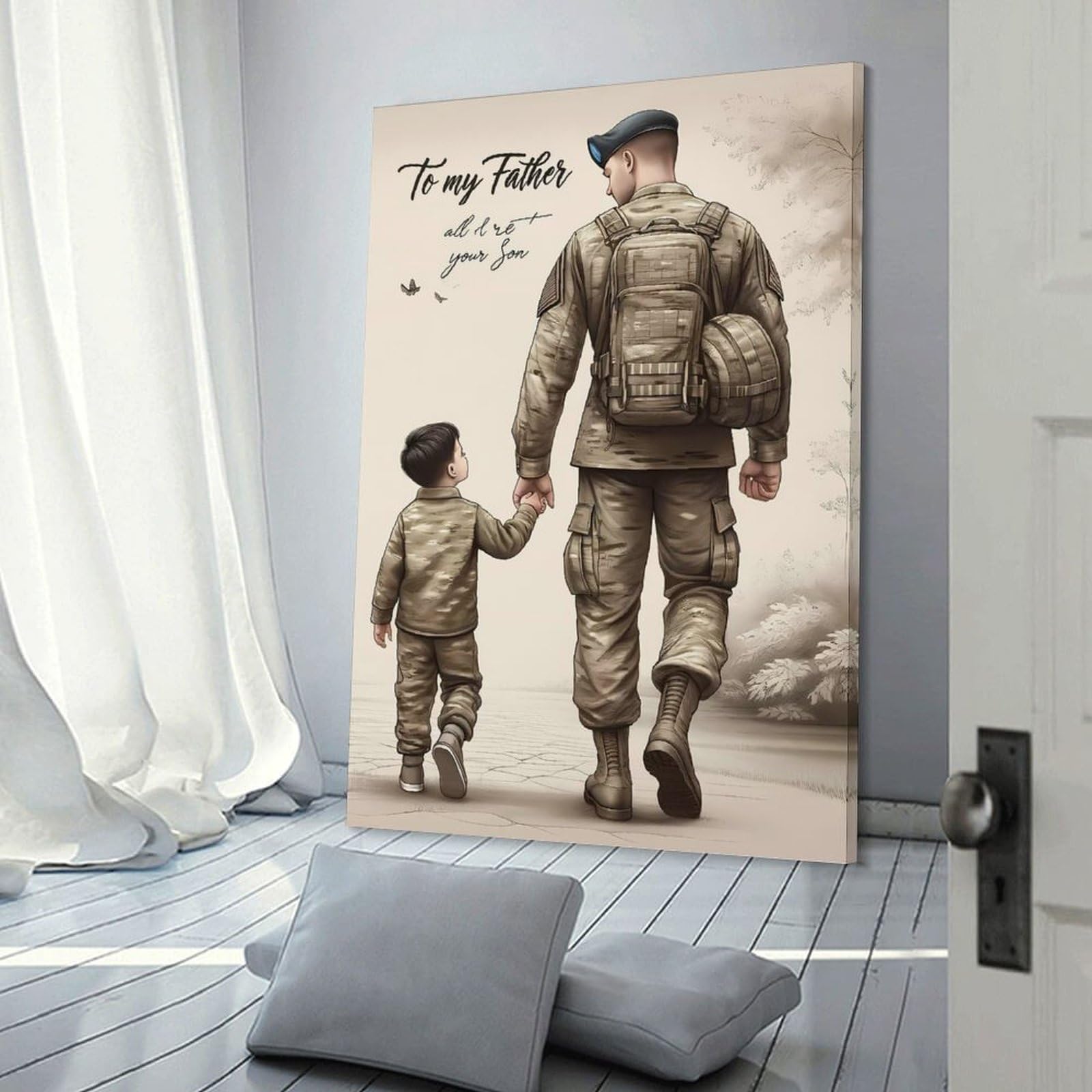 Junmoney Canvas Art Print to My Dad Gift from Son, 24x36inch(60x90cm), for New Homes, Bedrooms Or Workspaces, Thoughtful Wall Decor for Art Lovers