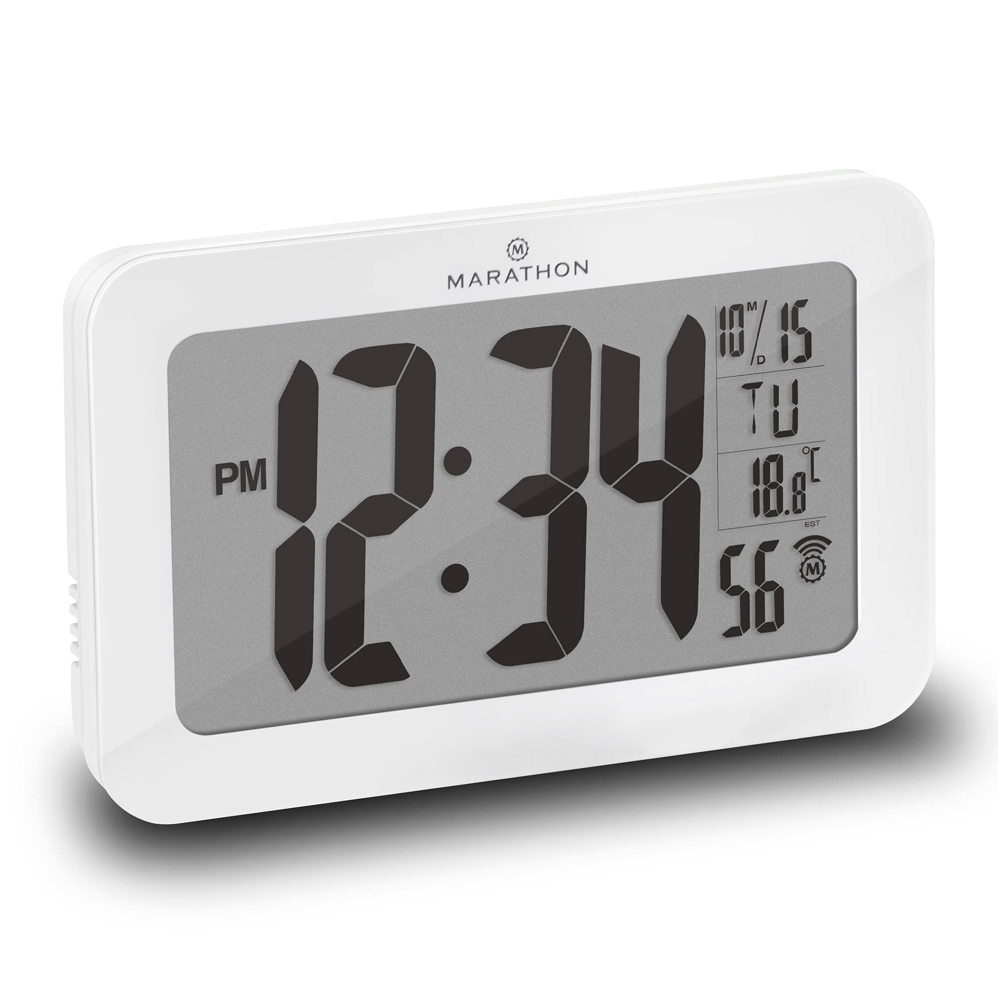 Buy MARATHON Atomic Wall Clock, White Large 9Inch Display AM/PM or
