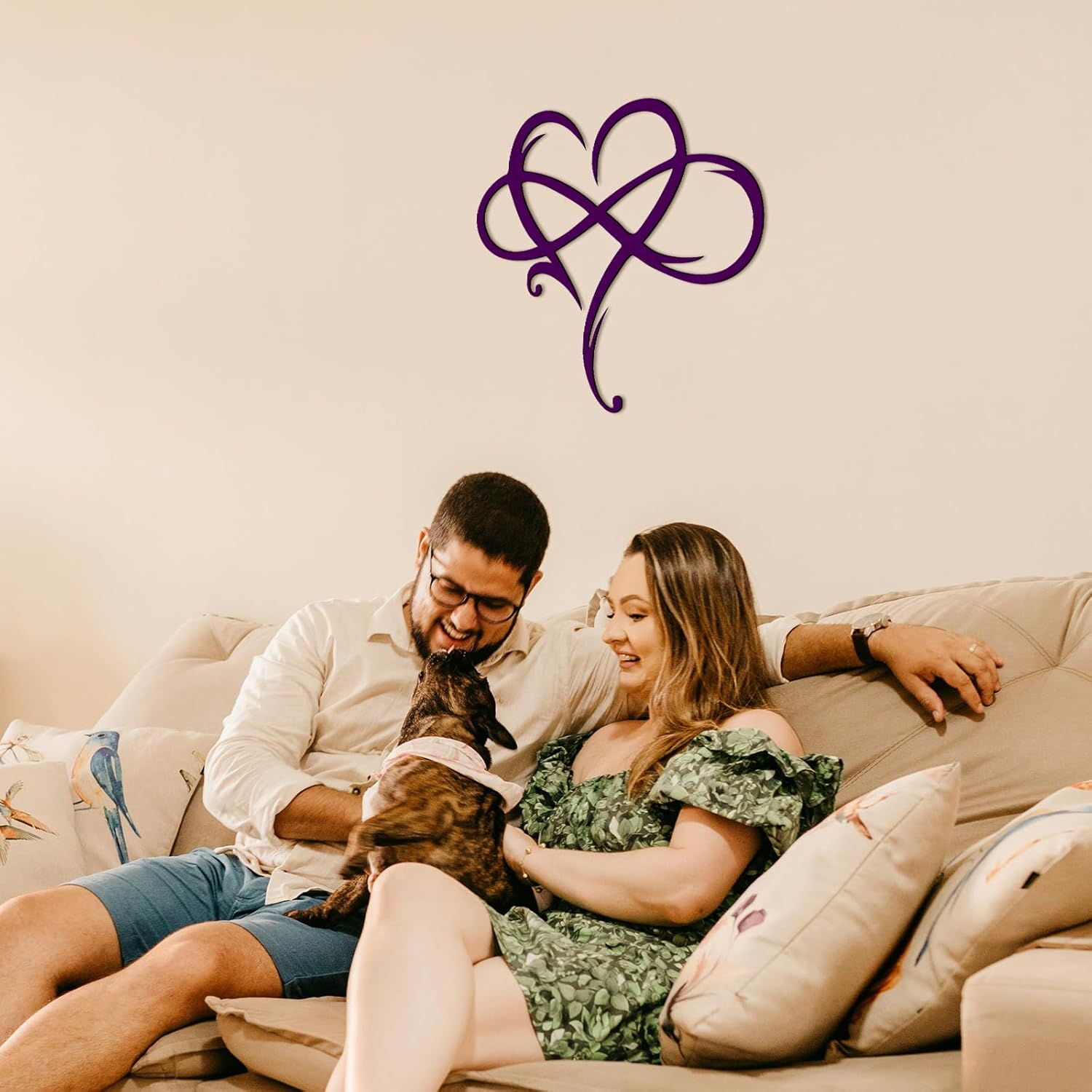 MayLove-US Infinity Heart Metal Wall Decor, Unique Infinity Heart Wall Decor Love Sign Plaque Steel Art Geometric Bedroom Ornaments Cut Out for Home, Wedding Decor