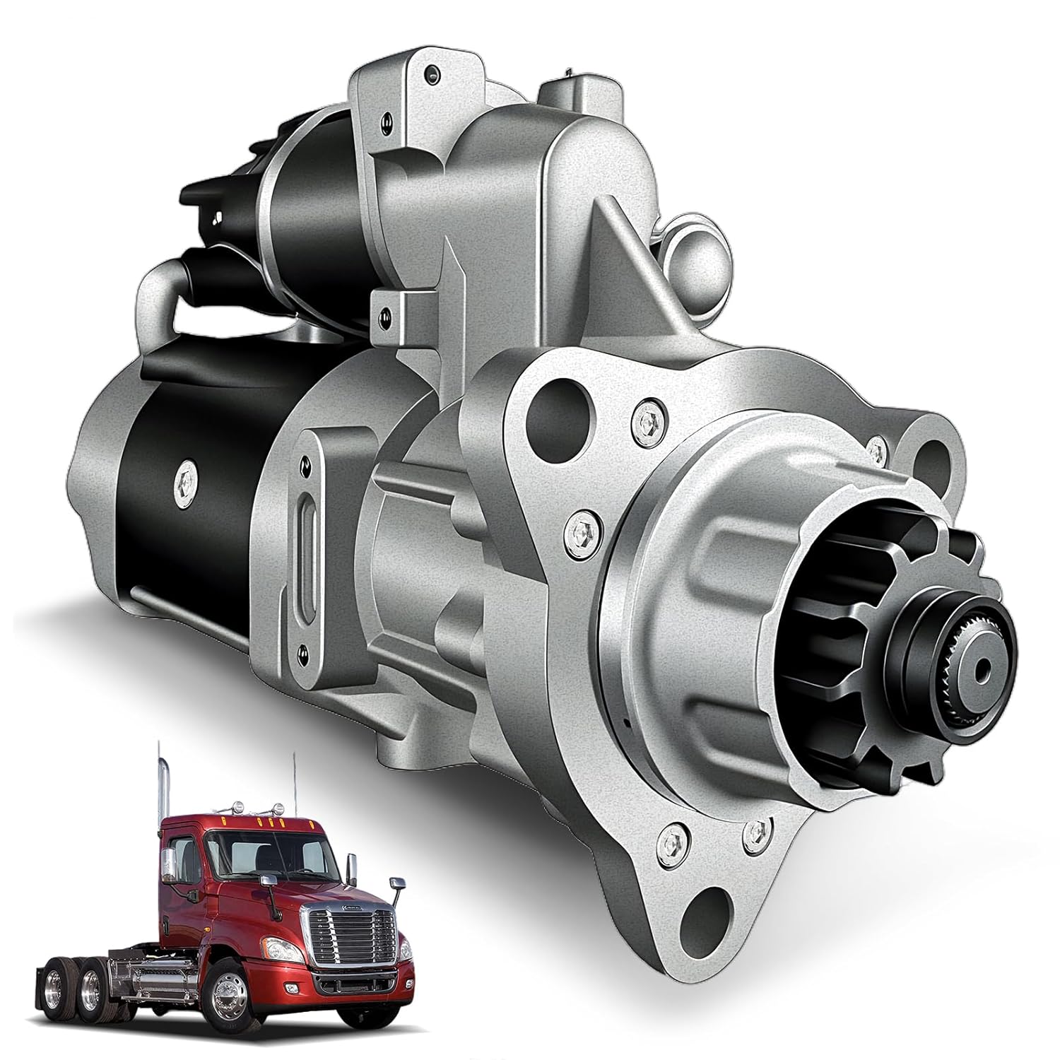 New 12V 39MT Starter Motor Fit for Ford Mack Kenworth Freightliner Peterbilt Sterling Volvo Medium Heavy Duty Trucks, Replaces 8200308 3103304 8201079 5284082 5284081 19011530 10461318