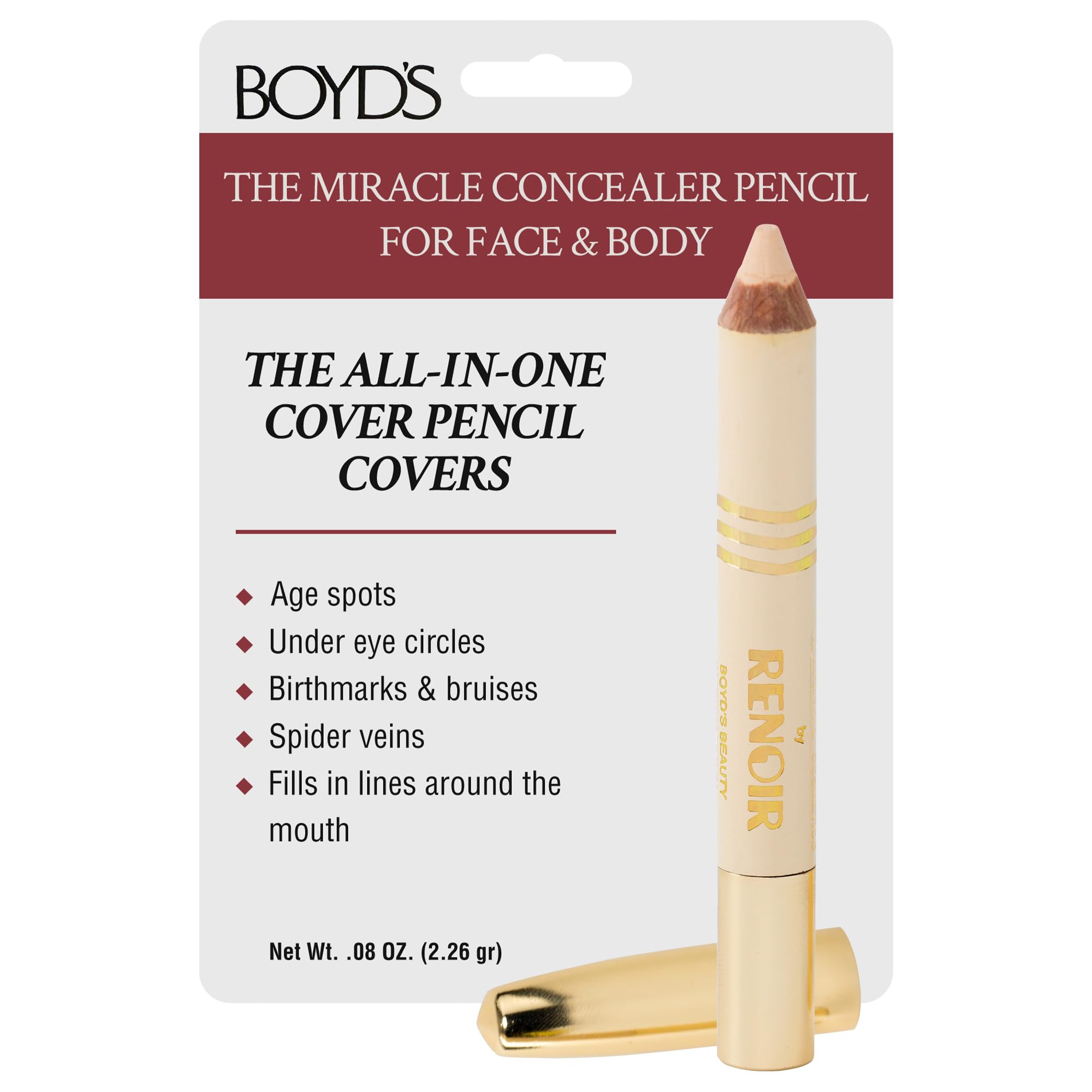 Boyd’s Renoir Concealer Pencil | Precision Coverage for Dark Circles, Blemishes, Redness | Brightening, Crease-Resistant Under Eye Concealer
