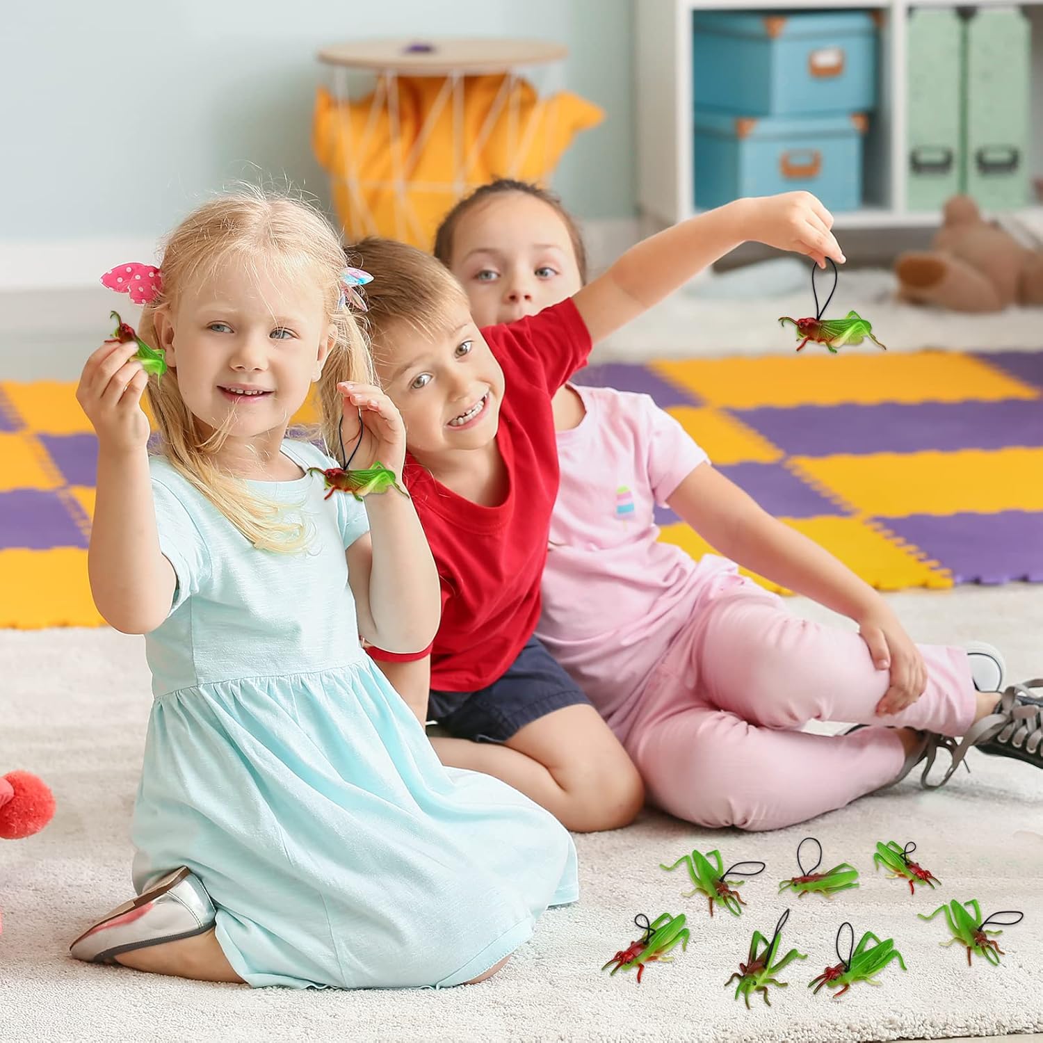 16 Pcs Plastic Grasshoppers - Kids' Plastic Insect Figures, Fake Bugs, Green, Easter Party Favors, Tropical Character Toys for Insect Themed Party, Children, Boy, Girl - Image 6