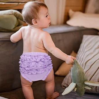 5 Pack Ruffle Diaper Cover - Baby Bloomers, Cute Cotton Baby Girl Shorts,Ruffled Tiered Bloomers Elastic Briefs for Toddler Girls