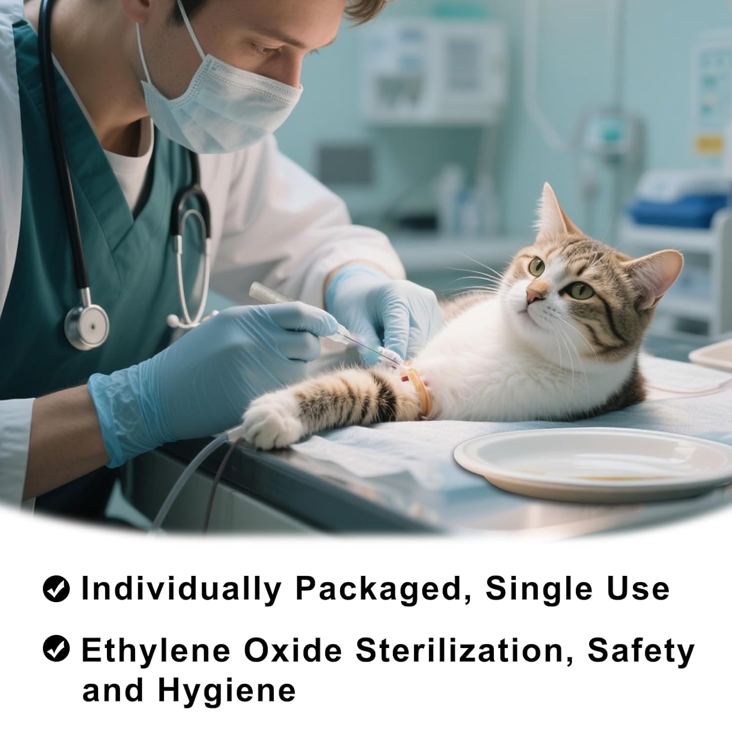 100PCS Tubular Veterinary Indwelling Needle, Veterinary IV Catheter, Disposable Veterinary Intravenous Catheters, for All Sizes of Animals