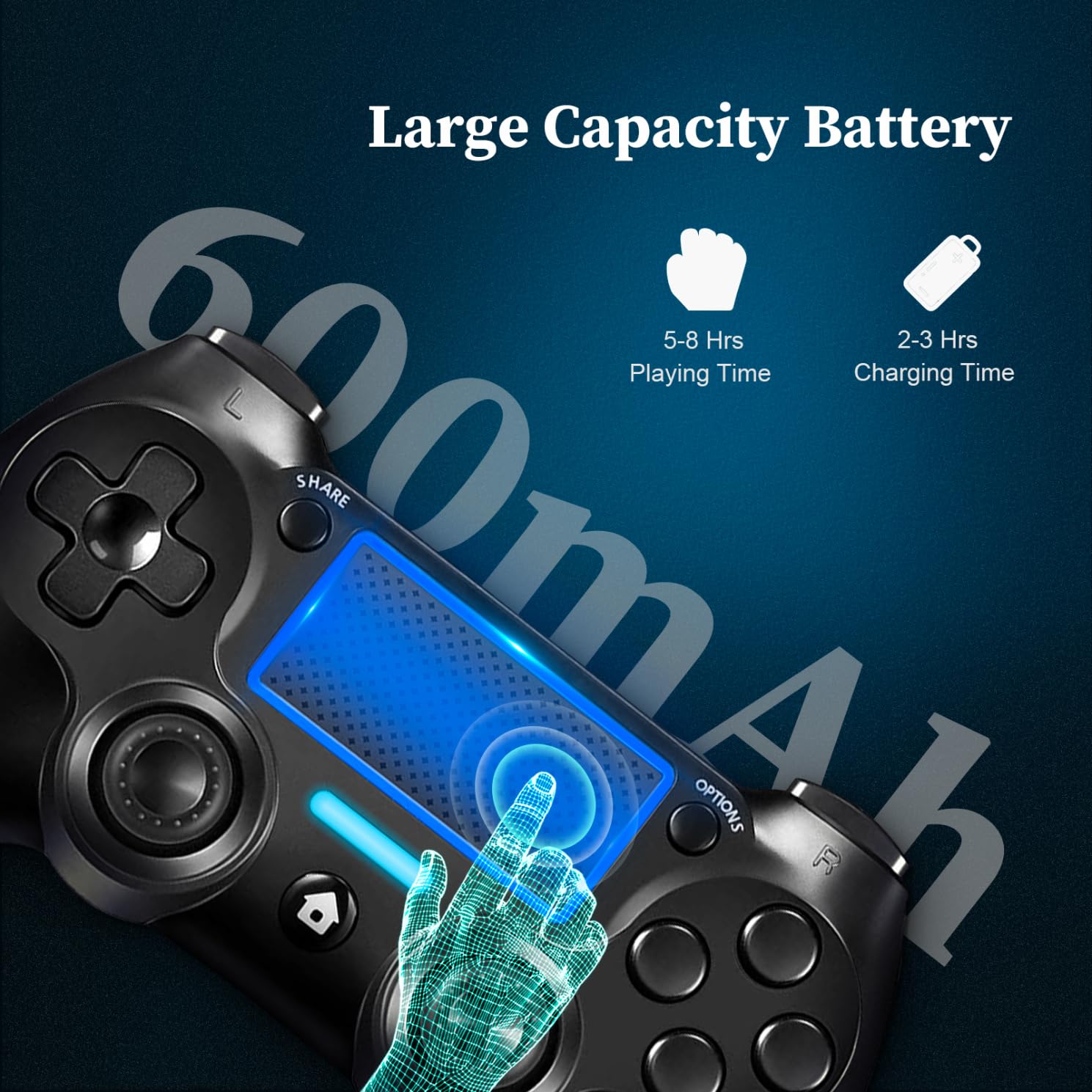 Shiptree Controller Wireless per PS-4, Gamepad Joystick Controller per Ps4/Pro/Slim/PC, Batteria da 600mAH, Doppia Vibrazione, Giroscopio, jack per Cuffie da 3,5mm - 5