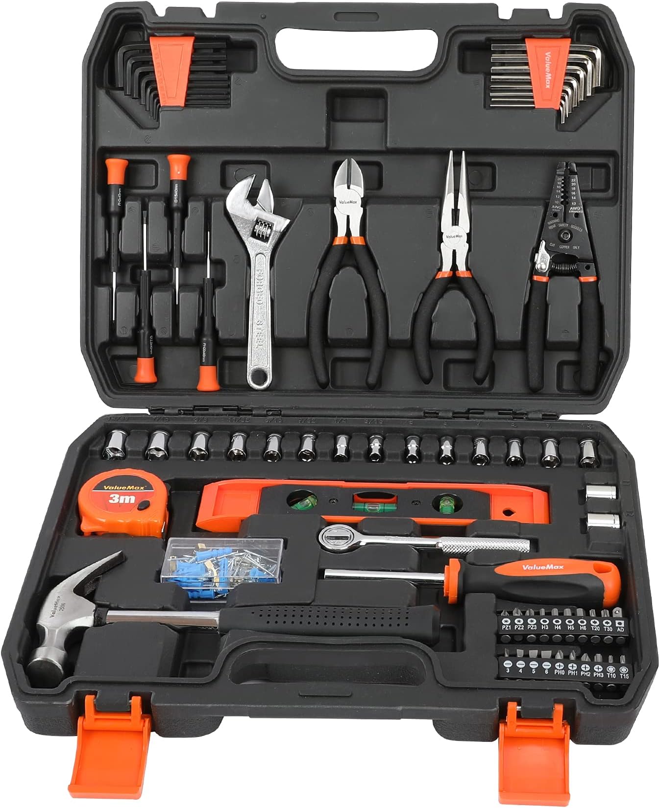 ValueMax Household Tool Set 150 Pieces Tool Set with Storage Case for Renovation and Electrical Repair