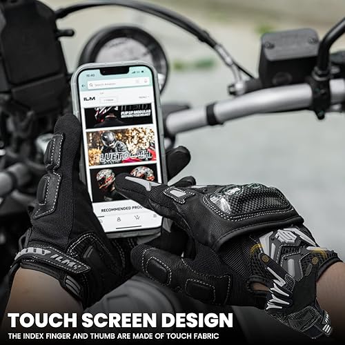 Miniatura 3 de ILM - Guantes unisex para motocicleta, motocross, ciclismo todoterreno, aptos para pantalla táctil, con nudillos rígidos para cuatrimoto, mountain