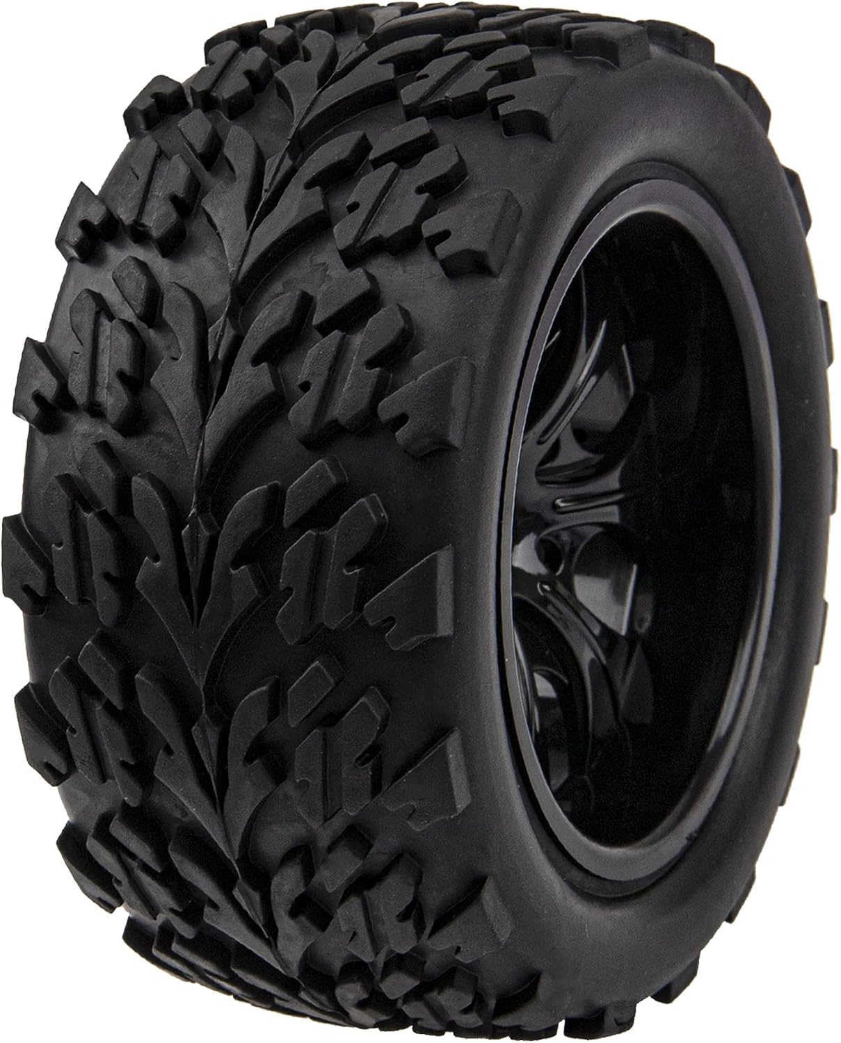12mm Hub 4.64''OD Rubber Tires & Wheel Rim w/Foam Compatible with 1/10 Scale Traxxas Slash HPI HSP Volcano ExceedRC Infinitive Off-Road Car Monster Truck (Style 1)