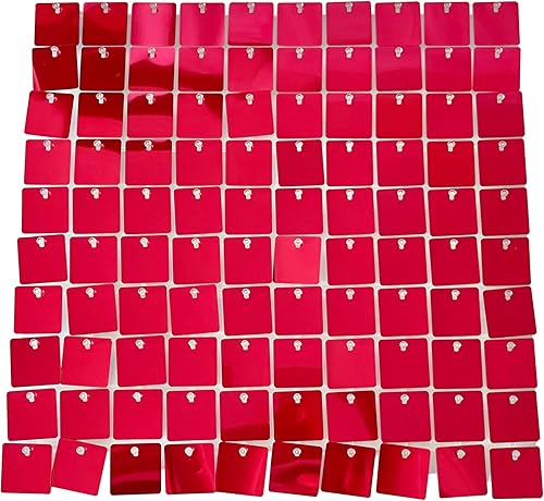 Paquete de 25 paneles de telón de fondo de pared brillante con lentejuelas rojas, telón de fondo de fotos para cumpleaños, boda, compromiso,