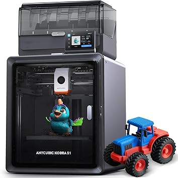 Anycubic Kobra S1C Multi-Color 3D Printer with Active Filament Drying, 600mm/s High Speed CoreXY 3D Printer, Fully Enclosed & Auto Leveling, 4-Color Printing Bulit-in, Smart APP Control