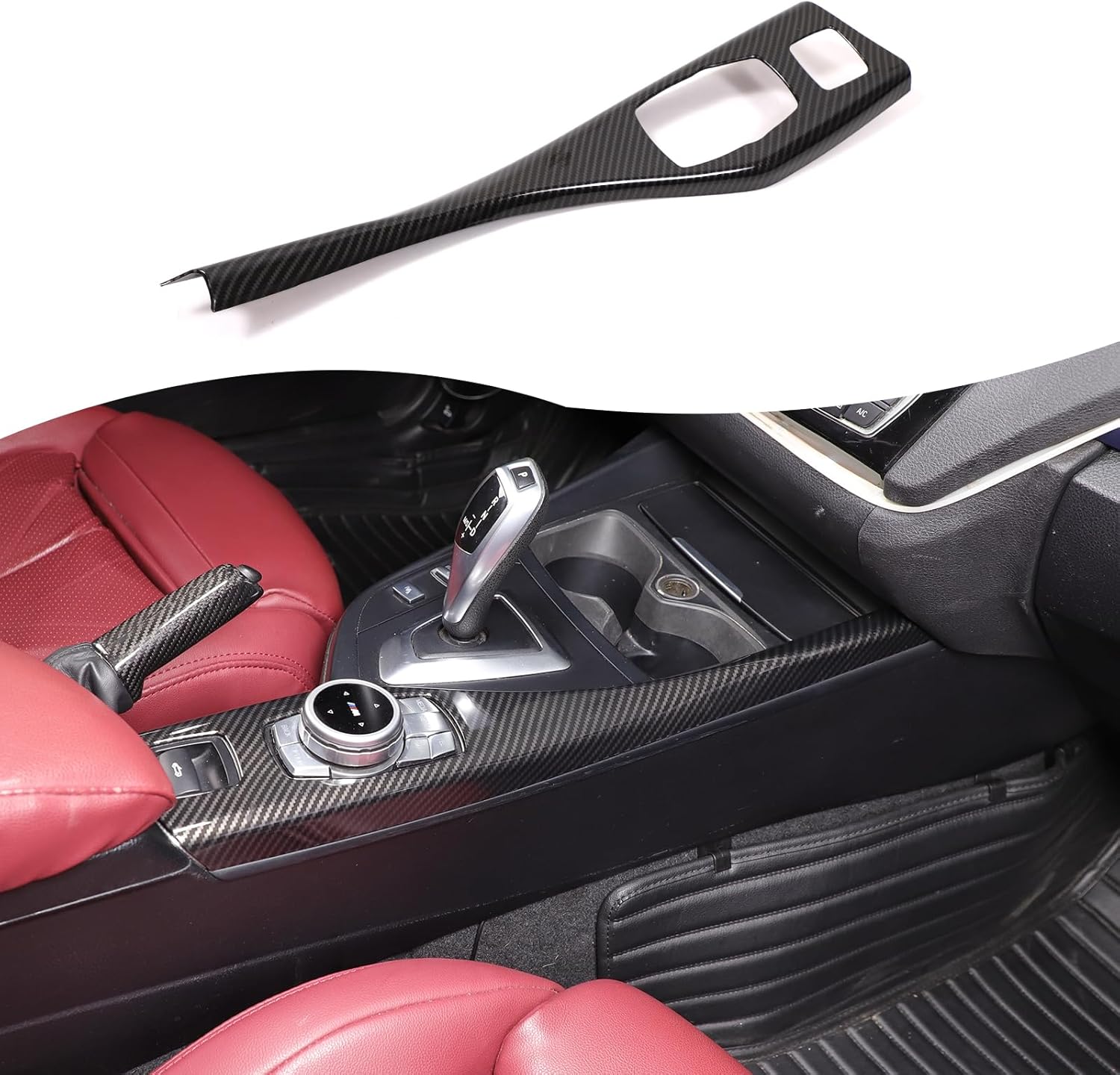 Car Center Console Multimedia Button Panel Cover Sticker Compatible with BMW 1 2 Series F20 F21 F22 Car Central Control Gear Panel Cover Interior Accessories (Carbon fiber pattern(Convertible models))