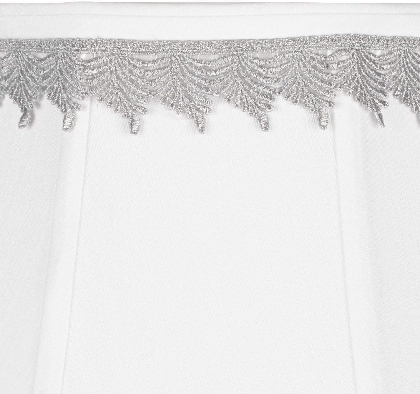White Large Bell Shade with Gold Flower Trim 14" Top x 16" Bottom x 12" High (Spider) Replacement with Harp and Finial - Imperial Shade