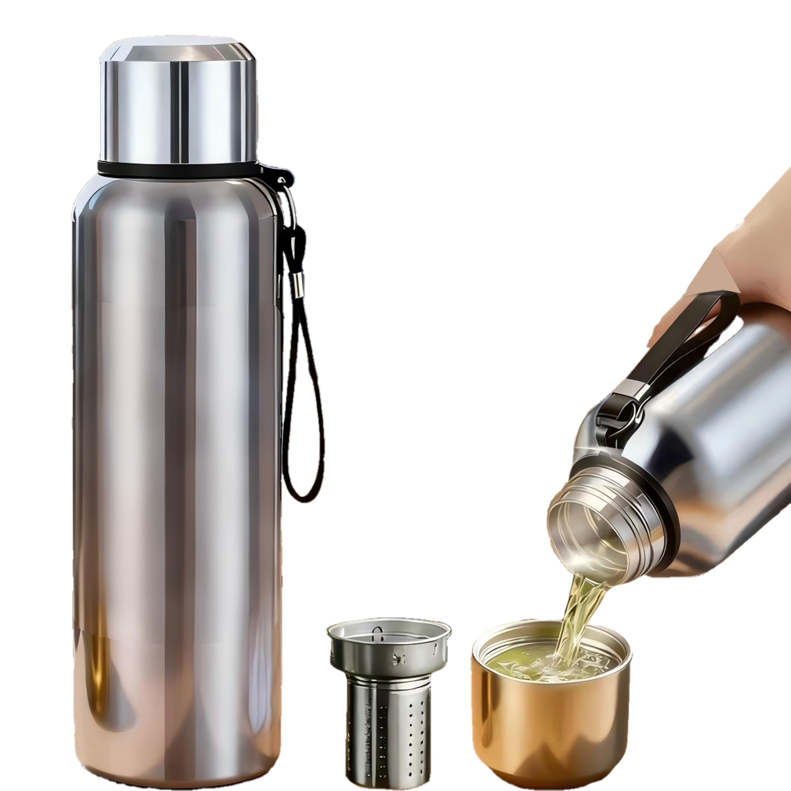 hufhnwso Steel Water Bottle With Cup,Flasks For Hot And Cold Drinks,Insulated Water Bottle 800ml For Office Sports Or On The Go
