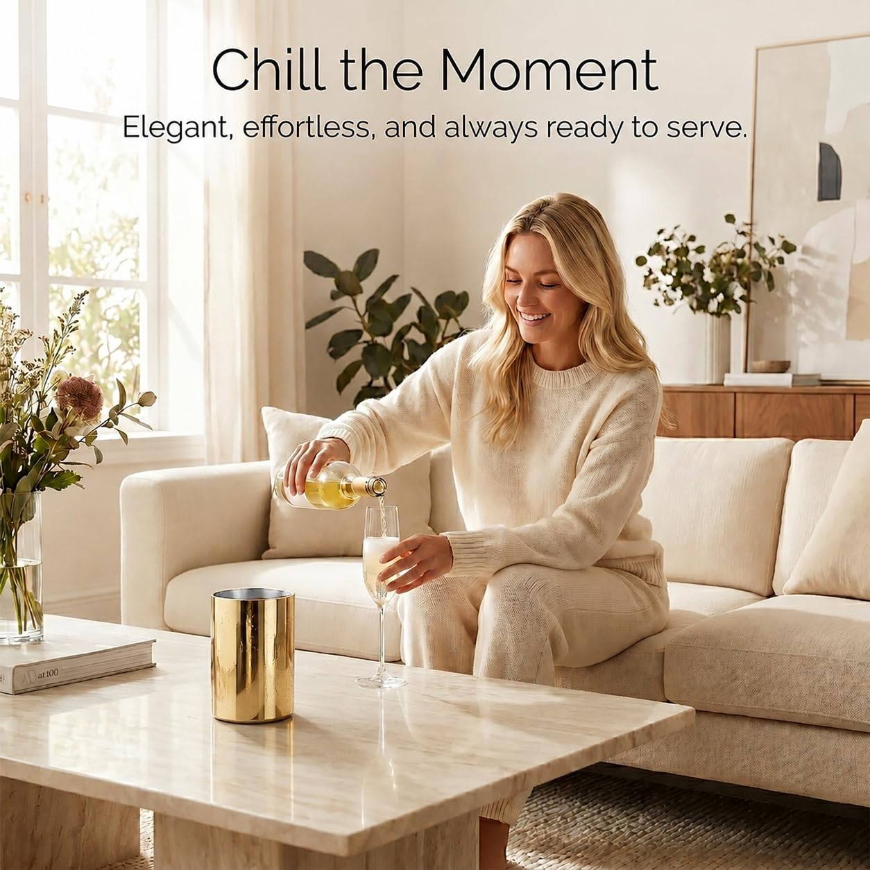 Gold Wine Chiller Bucket for 750 mL Bottles, Double Wall — Amazon image 2