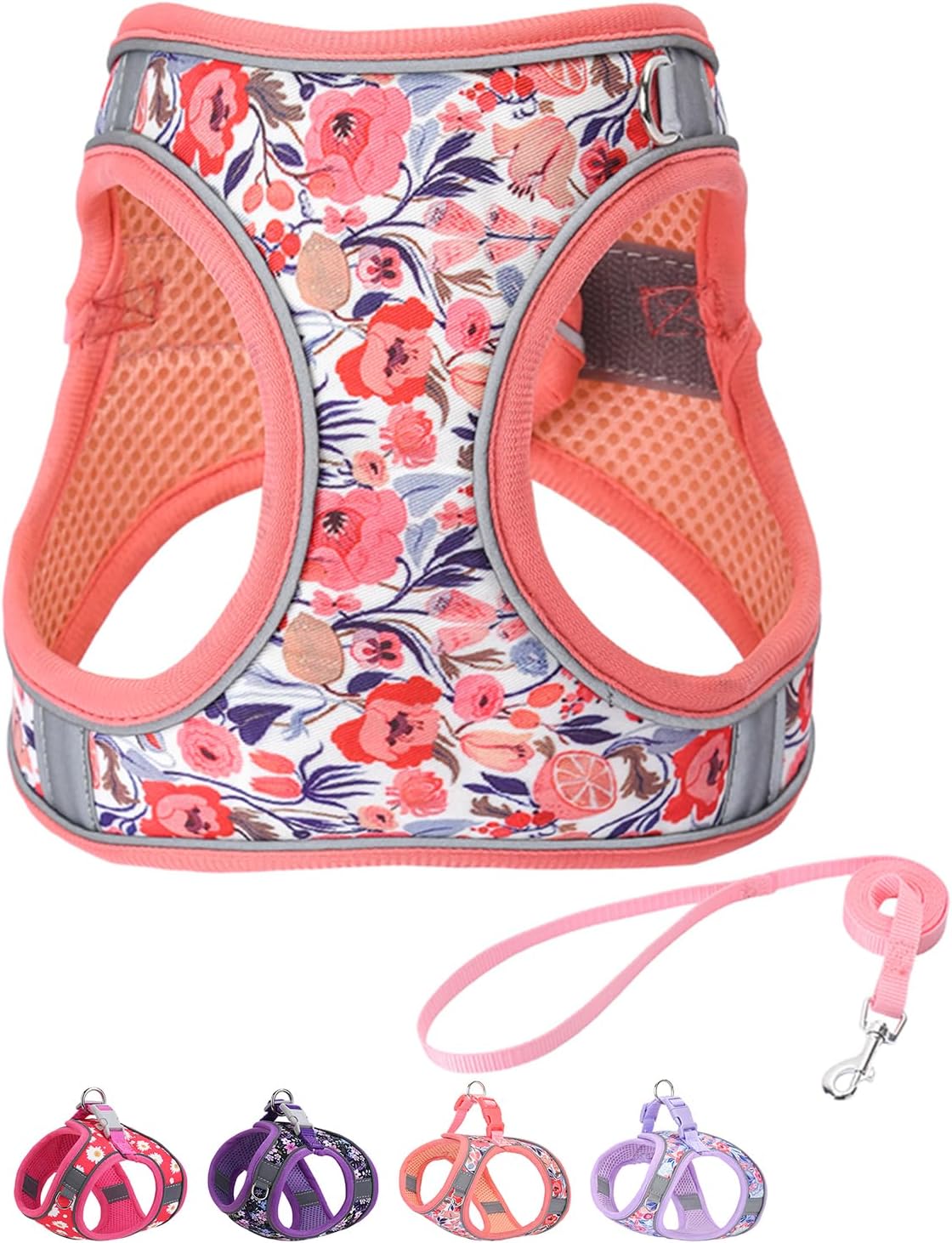 Step in Dog Harness and Leash Set, Pet Vest Harness, Pink M