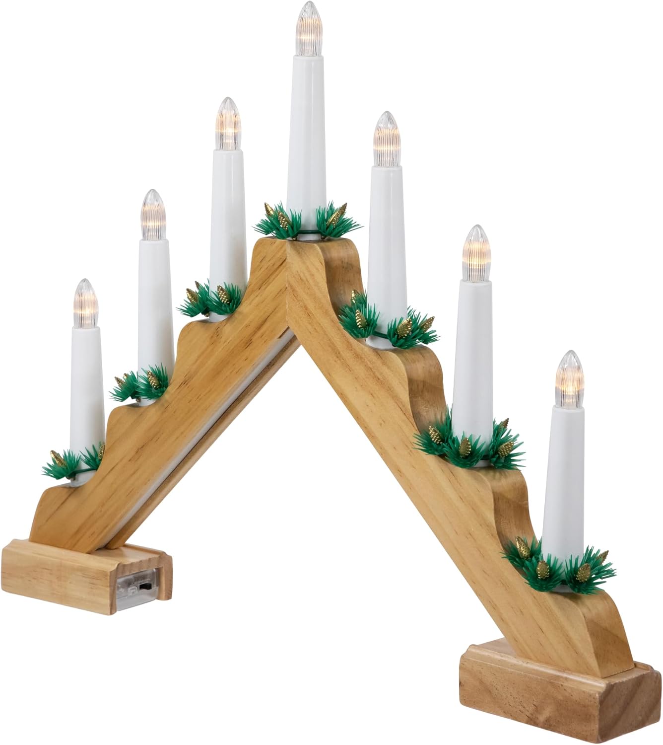 Northlight LED Lighted Christmas Candelabra Bridge - 13" - Wood
