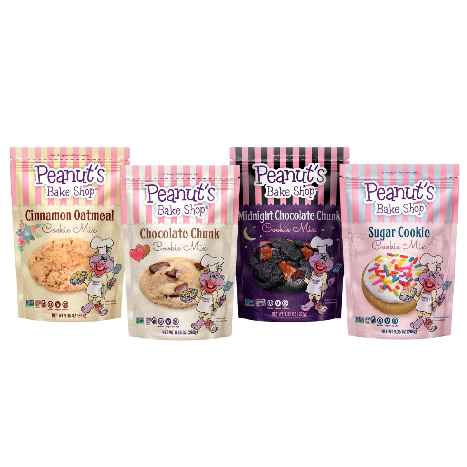 Peanut's Bake Shop - Vegan and Gluten-Free Cookie Mix | Non-GMO, Kosher Cookie Mixes for Decadent Treats (Variety Pack - 4 Pack)