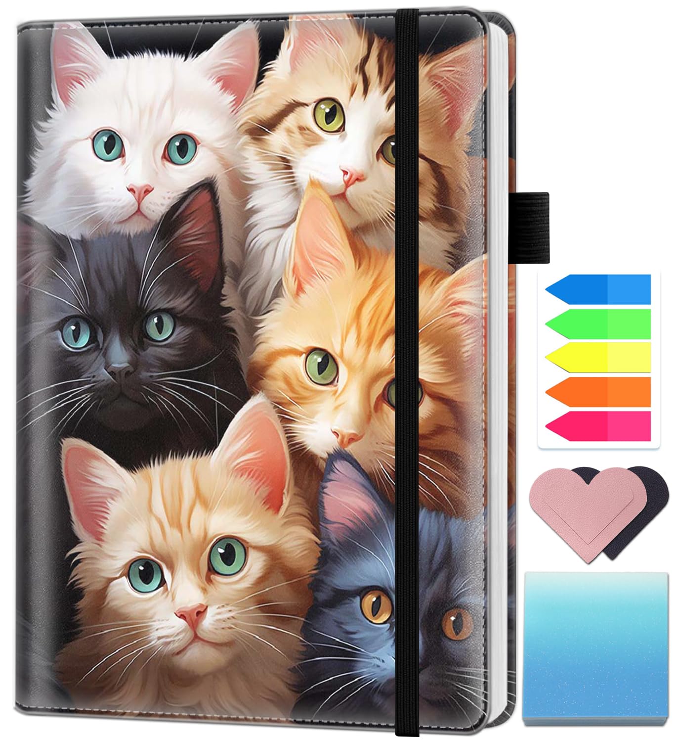 Carnet de notes A5 ligné en cuir de qualité supérieure avec couverture rigide chat - 8