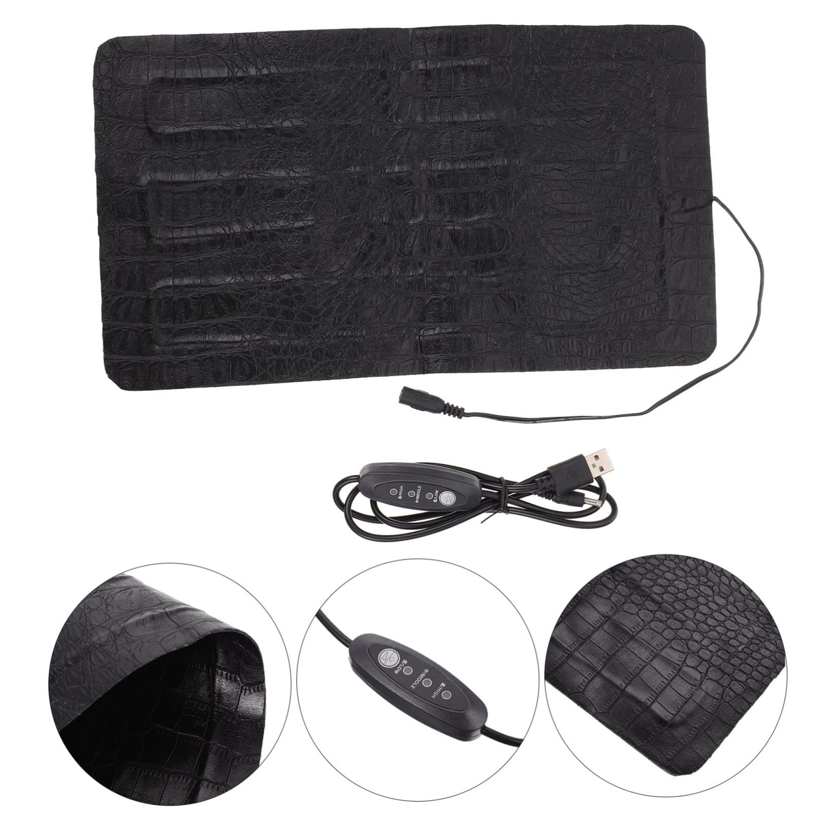 SOIMISS Tappetino Riscaldante per Rettili e Tartarughe, Cuscinetto Elettrico AntiGraffio in Effetto 33x18 Cm, Temperatura Regolabile USB per Animali Domestici Striscianti e Terrari
