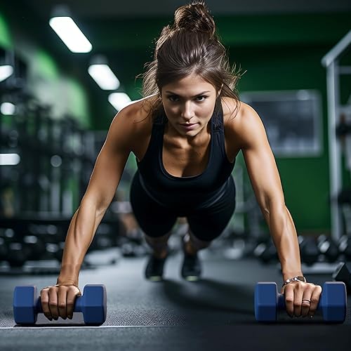 Miniatura 5 de GRETERST Juego de mancuernas hexagonales con revestimiento de goma, pesas de mano para ejercicio y acondicionamiento físico para gimnasio en casa,