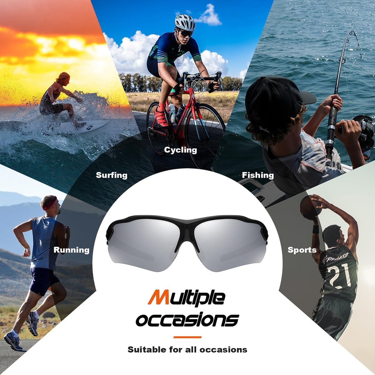FAGUMA Polarized Sports Sunglasses for Men Women Fishing Cycling Running Golf Motorcycle TR90 Frame UV400 Protection - Image 6