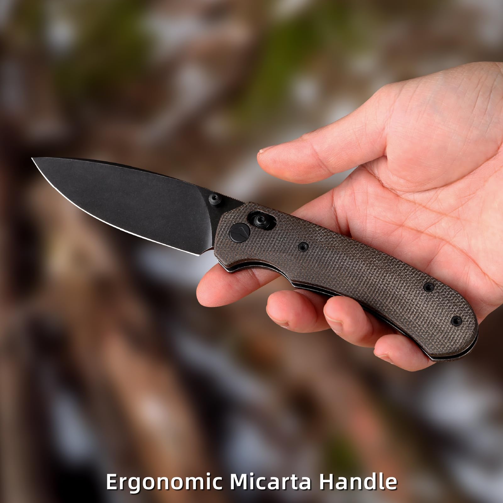 Klappbares Taschenmesser,3.31" 154CM Klinge,Erogonomischer Titan Griff,Jagd Überlebensmesser,EDC Messer für Jagd Camping Überleben Outdoor Angeln Wandern (Grün)