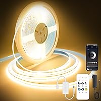 Vista 1 de COB LED Strip Lights Warm White,24V Dimmable led Light Strip KIT with Remote and app Control,2700K 25FT/7.5m 8mm Wide Ra>90 Cuttable Flexible Strip