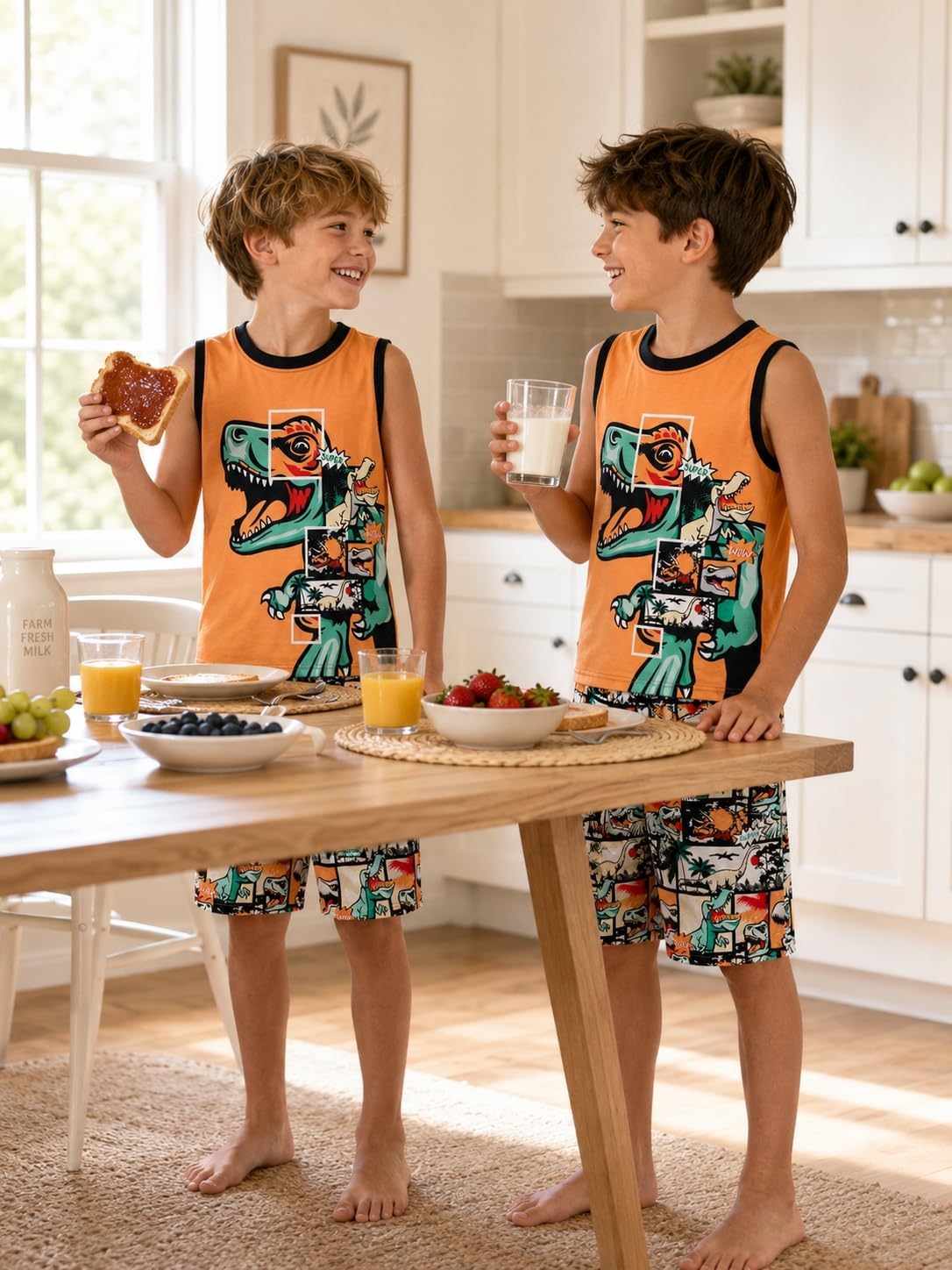 Beezizac Boys Pajamas Gaming & Sports Print 2-Piece Tank Top Set Size 6-18