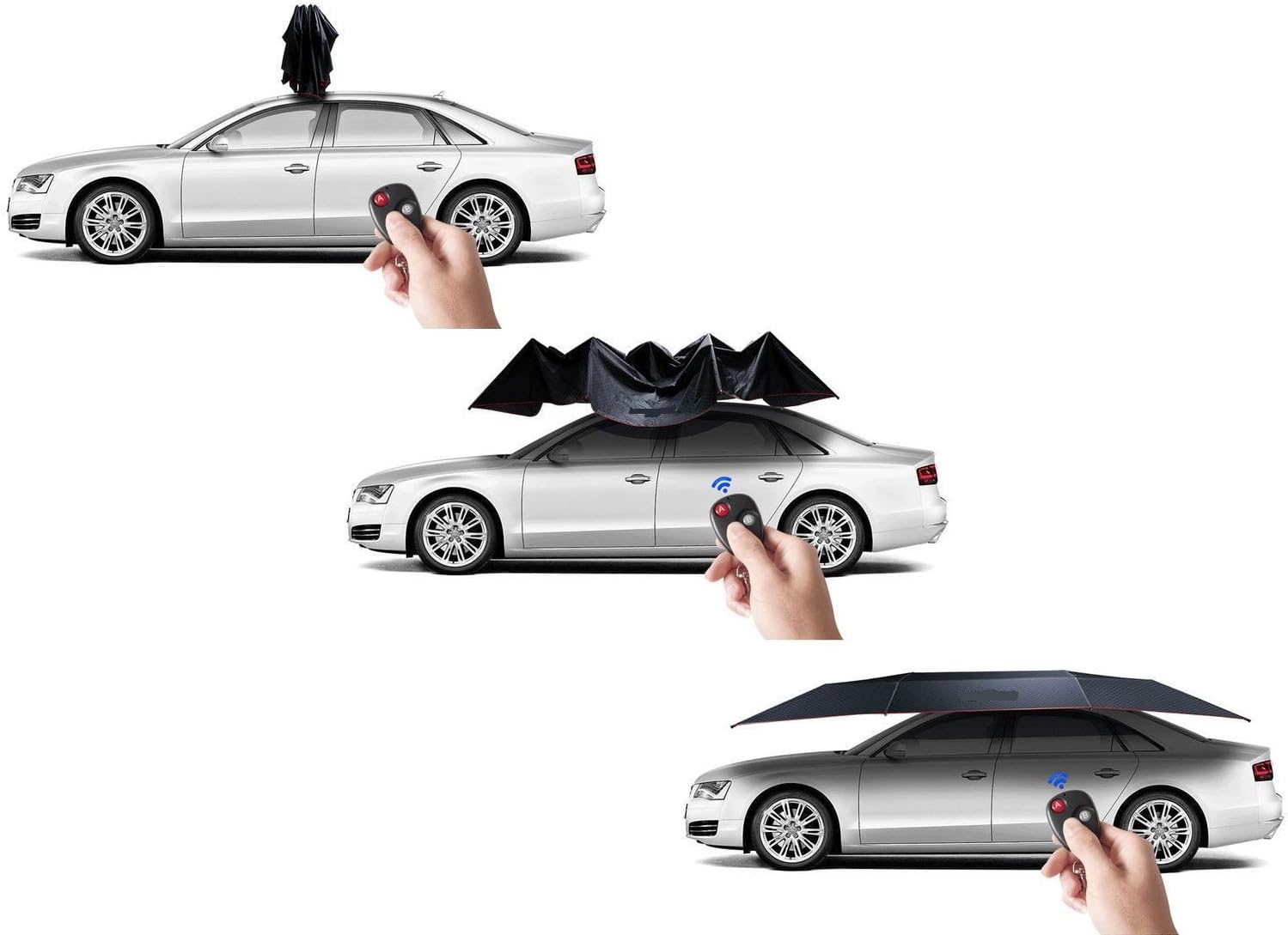 WeLite Car Tent Carport with Remote Control Folded Portable Automatic Car Shade Cover Car Canopy Umbrella Universal Fit Car (Dark Blue)